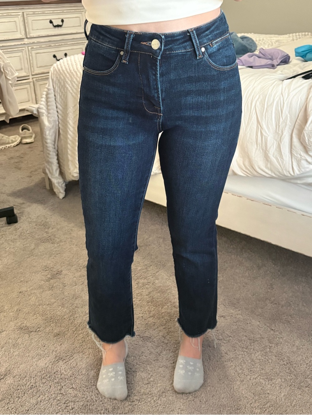 Dark Blue Wash High-Rise Straight Risen Jeans